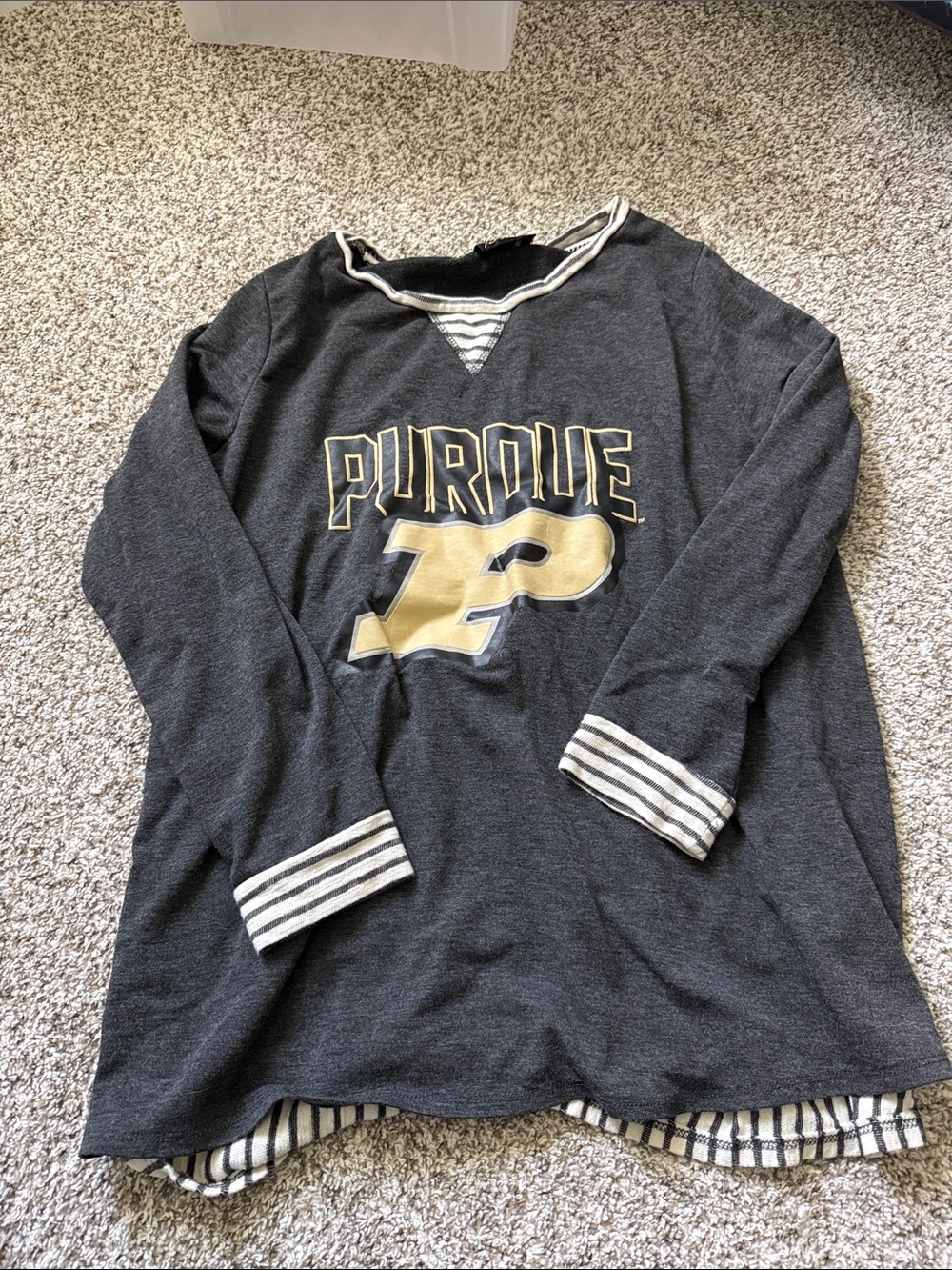 Purdue Black & Gold Layered-Look Pullover